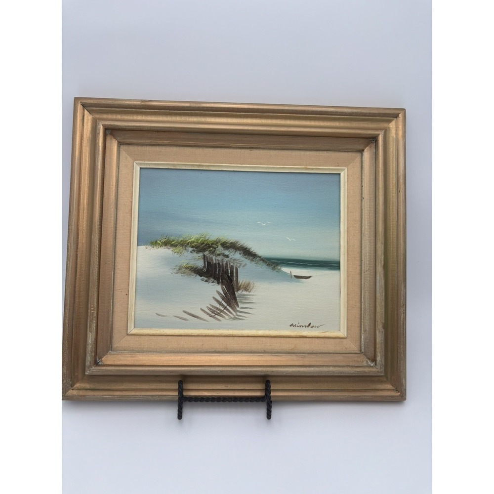 Vintage Oil Painting Ocean Beach Signed Framed